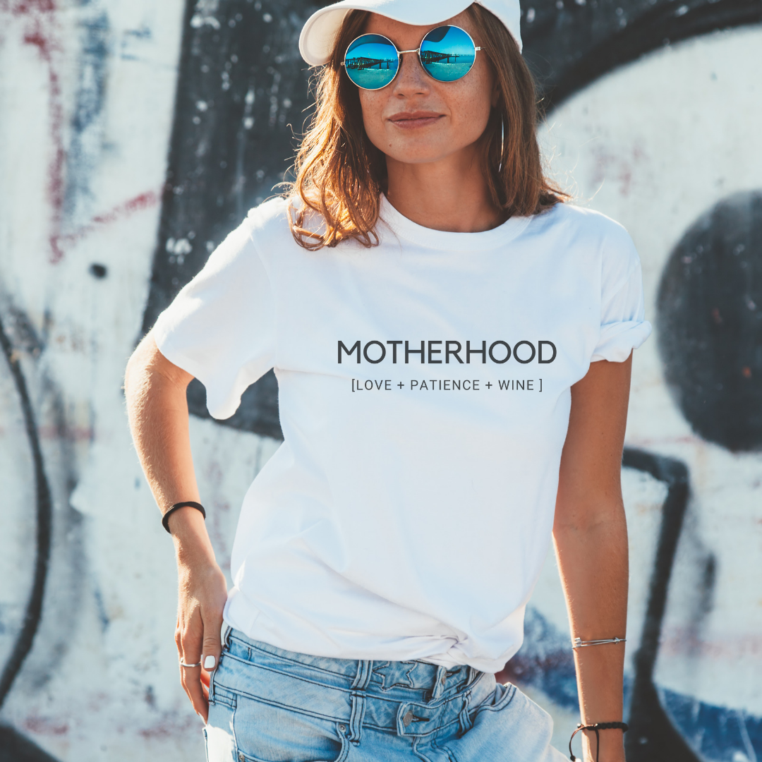 Motherhood Love, Patience and Wine Short-Sleeve Unisex T-Shirt
